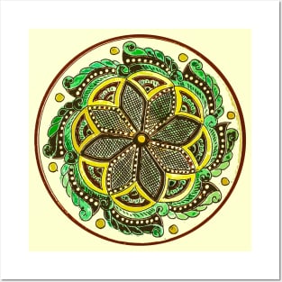 Traditional ukrainian folk geometric round decor Posters and Art